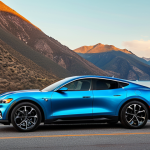 **

A sleek, modern Mustang Mach-E parked in a scenic location (mountains or coastline). Focus on the car's design and the spaciousness of the interior. Include a visual representation of the battery indicator showing a healthy charge level (around 80%).  The scene should evoke a sense of freedom and adventure associated with electric vehicle travel.  Subtle text overlay (stylized and minimal) mentioning "Long Battery Life" or "Extended Range."

**